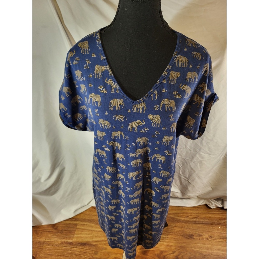 Mata Traders Modcloth Navy elephant Dress Women's Size S Boho Vacation